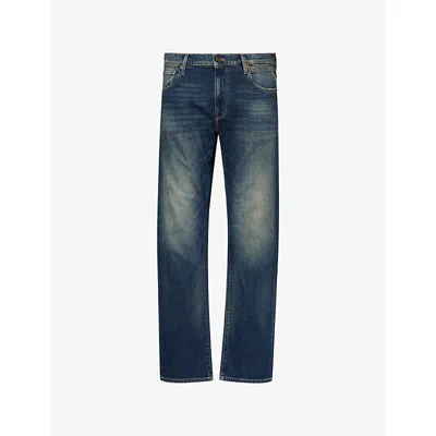 Replay Mens Dark Blue Aideen Original Straight-leg Denim Jeans