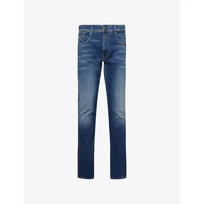 Replay Mens Dark Blue Anbass Slim-fit Denim Jeans