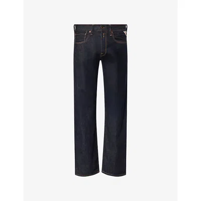 Replay Mens Dark Blue Deryck Regular Straight-leg Denim Jeans