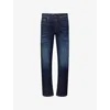 Replay Mens Dark Blue Anbass Faded-wash Tapered-leg Slim-fit Stretch-denim Jeans In Blue