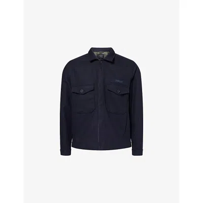 Replay Mens Deep Blue Brand-patch Long-sleeves Woven Jacket