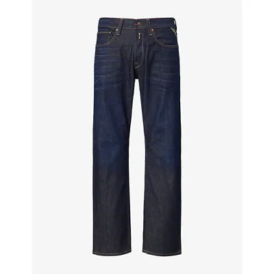 Replay Mens Deryck Straight-leg Denim Jeans Dark Blue
