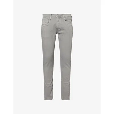 REPLAY MENS DIM GREY ANBASS STRAIGHT-LEG STRETCH-DENIM JEANS