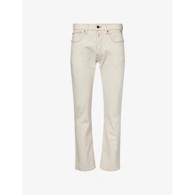 Replay Mens Ecru Deryck Straight-leg Denim Jeans In White