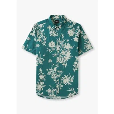 Replay Mens Floral Print Short Sleeve Shirt In Pale Emerald & Beige In Neturals