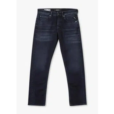 Replay Mens Grover 573 Bio Straight Jeans In Blue