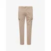 Replay Mens Sand Jaan Flap-pocket Tapered-leg Stretch-cotton Trousers In Neutral