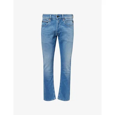 Replay Mens Light Blue Grover Slim-fit Denim Jeans