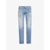 Replay Mens Medium Blue Anbass Hyperflex Tapered-leg Slim-fit Stretch-denim Jeans In Medium Blue