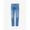Replay Mens Medium Blue Anbass Slim-fit Denim Jeans In Medium Blue