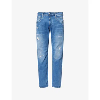 Replay Mens Medium Blue Anbass Slim-fit Denim Jeans
