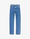 Replay Mens Mid Blue Red Cast 901 Mid-rise Straight-leg Stretch-denim Jeans In Mid Blue