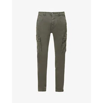 Replay Mens Military Green.. Jaan Regular-fit Tapered-leg Stretch-cotton Blend Cargo Trousers