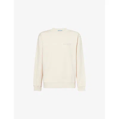 Replay Mens Logo-embroidery Crew Cotton-jersey Sweatshirt Natural Rope In Yellow