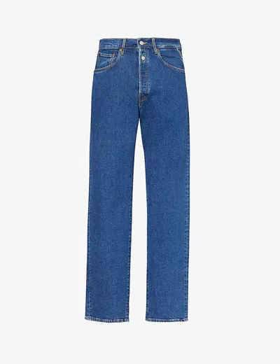 Replay Mens Dark Blue Red Cast 901 High-rise Straight-leg Stretch-denim Jeans In Navy Fabric