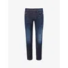 Replay Mens Dark Blue Anbass Faded-wash Tapered-leg Slim-fit Stretch-denim Jeans In Dark Blue