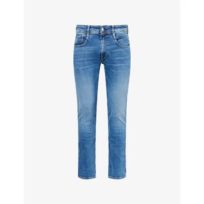 Replay Mens Medium Blue Anbass Slim-leg Denim Jeans