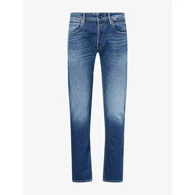 Replay Mens Willbi Slim-fit Cotton Denim Jeans Dark Blue