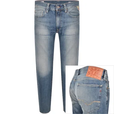 Replay Neaal Slim Fit Mid Wash Jeans Blue In Pink