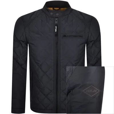 Replay Padded Jacket Navy In Blue
