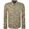 Replay Patterned Long Sleeved Shirt Army Green In Green