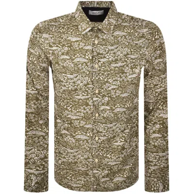Replay Patterned Long Sleeved Shirt Army Green