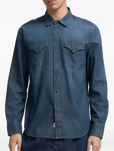 Replay Pocket Cotton Shirt In Blue