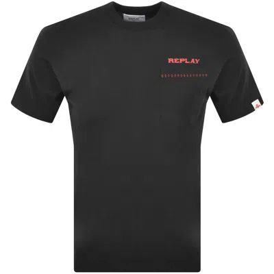 Replay Pocket Logo T Shirt Black