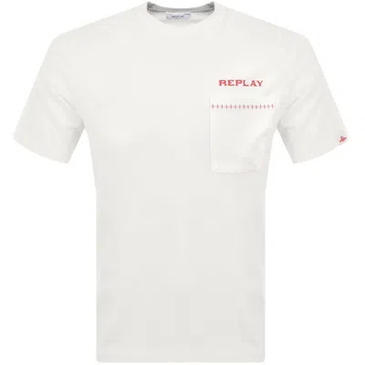 Replay Pocket Logo T Shirt White