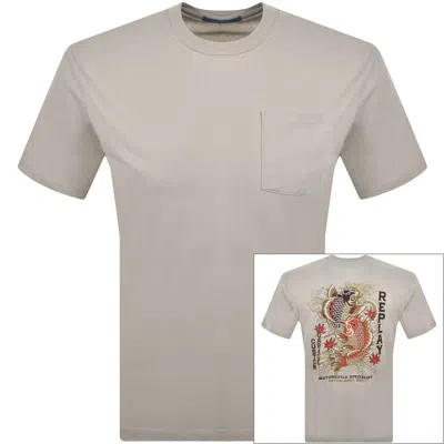Replay Pocket T Shirt Grey In Gray