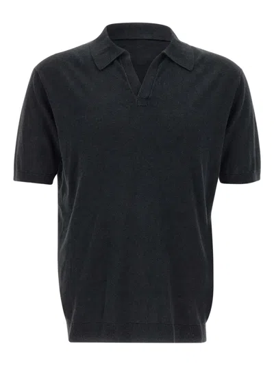 Replay Polo-collar Short-sleeves Top In Black