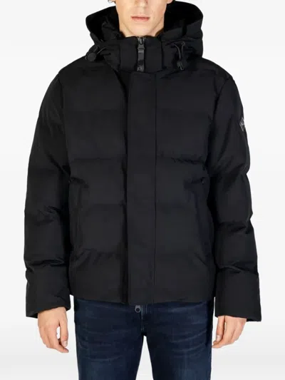 Replay Quilted Hooded Jacket In Black