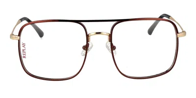 Replay Ry 451v H03 Men's Glasses Brown Size 54 - Free Lenses - Blue Light Block Available