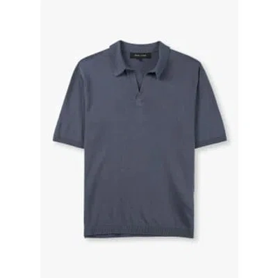 Replay Sartoriale Knitted Polo Shirt In Aviator Blue