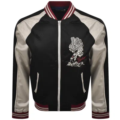 Replay Satin Bomber Jacket Black In Multi