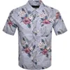 REPLAY REPLAY SHORT SLEEVE FLORAL SHIRT BLUE
