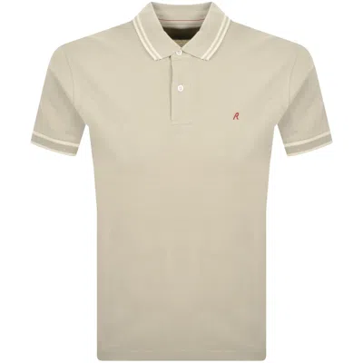 Replay Short Sleeved Logo Polo T Shirt Beige In Neutral