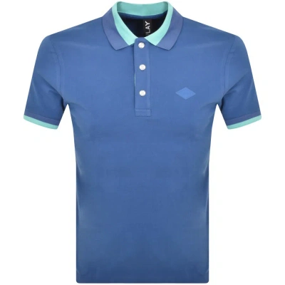 Replay Short Sleeved Logo Polo T Shirt Blue