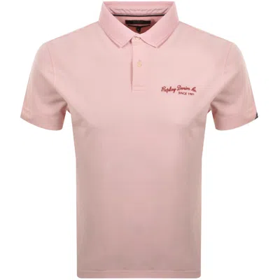 Replay Short Sleeved Logo Polo T Shirt Pink In Multi