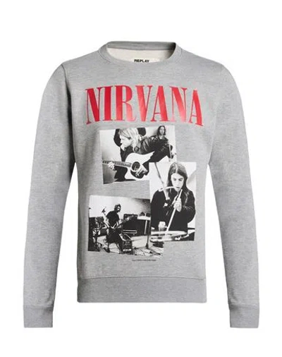 Replay Tribute Nirvana Man Sweatshirt Grey Size M Cotton, Polyester In Gray