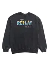 Replay Wave-print Sweatshirt In Black
