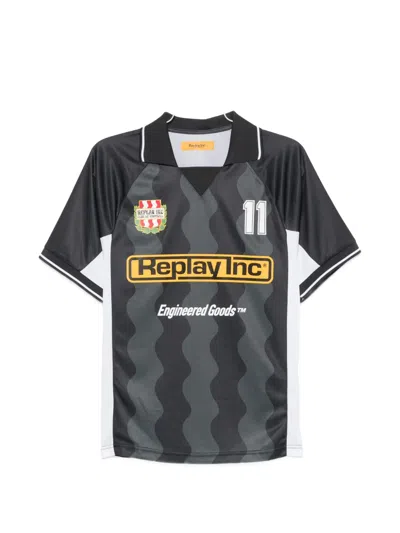 Replay Wave-pattern T-shirt In Black