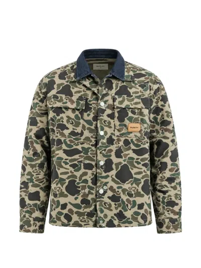 Replay Welder Camouflage-printlogo-patch Overshirt In Green