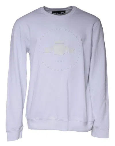 Pre-owned Replay White Embossed Logo Crew Neck Men Sweatshirt Men's Sweater ()