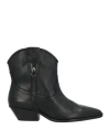 Replay Woman Ankle Boots Black Size 6 Leather In Black