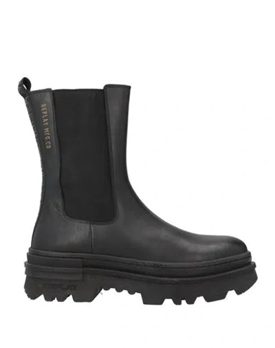 Replay Woman Ankle Boots Black Size 6 Leather