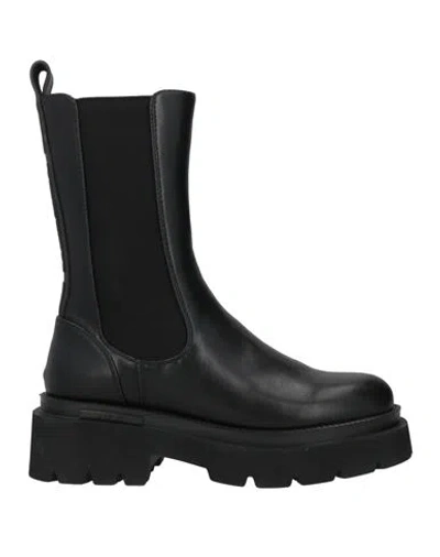 Replay Woman Ankle Boots Black Size 8 Synthetic Material, Textile Fibers