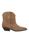 Replay Woman Ankle Boots Khaki Size 8 Leather In Nude