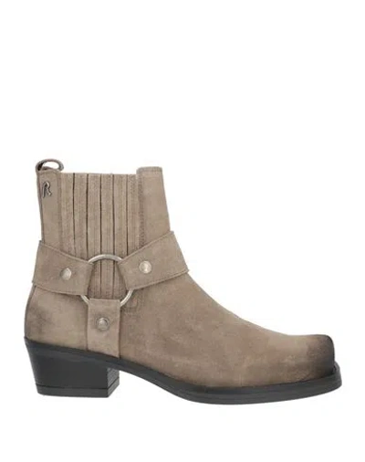 Replay Woman Ankle Boots Sage Green Size 8 Leather In Neutral