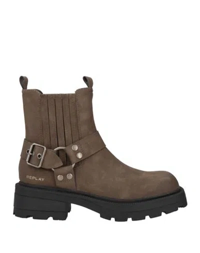 Replay Woman Ankle Boots Taupe Size 8 Synthetic Material In Nude